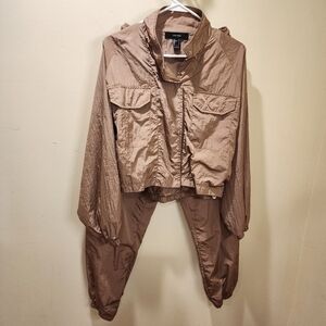Forever 21 brown to Tan wind braker pants and jacket suit size S